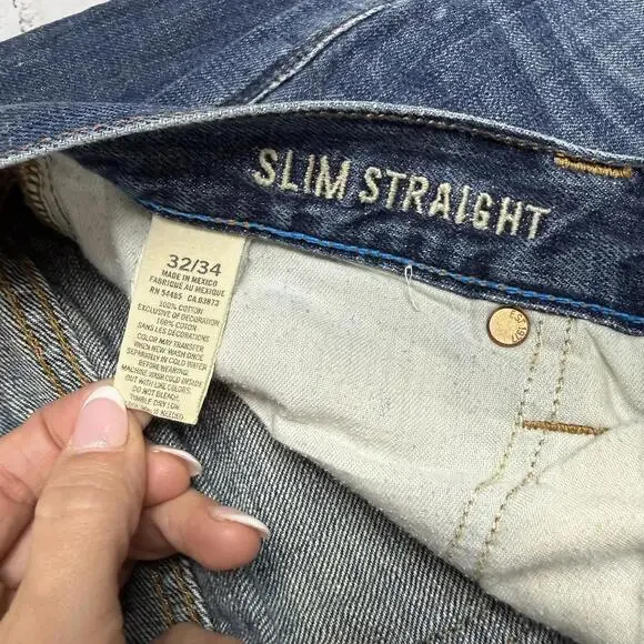 American Eagle Slim Straight Classic Denim Blue 32x34 Y2K Everyday - Picture 5 of 7